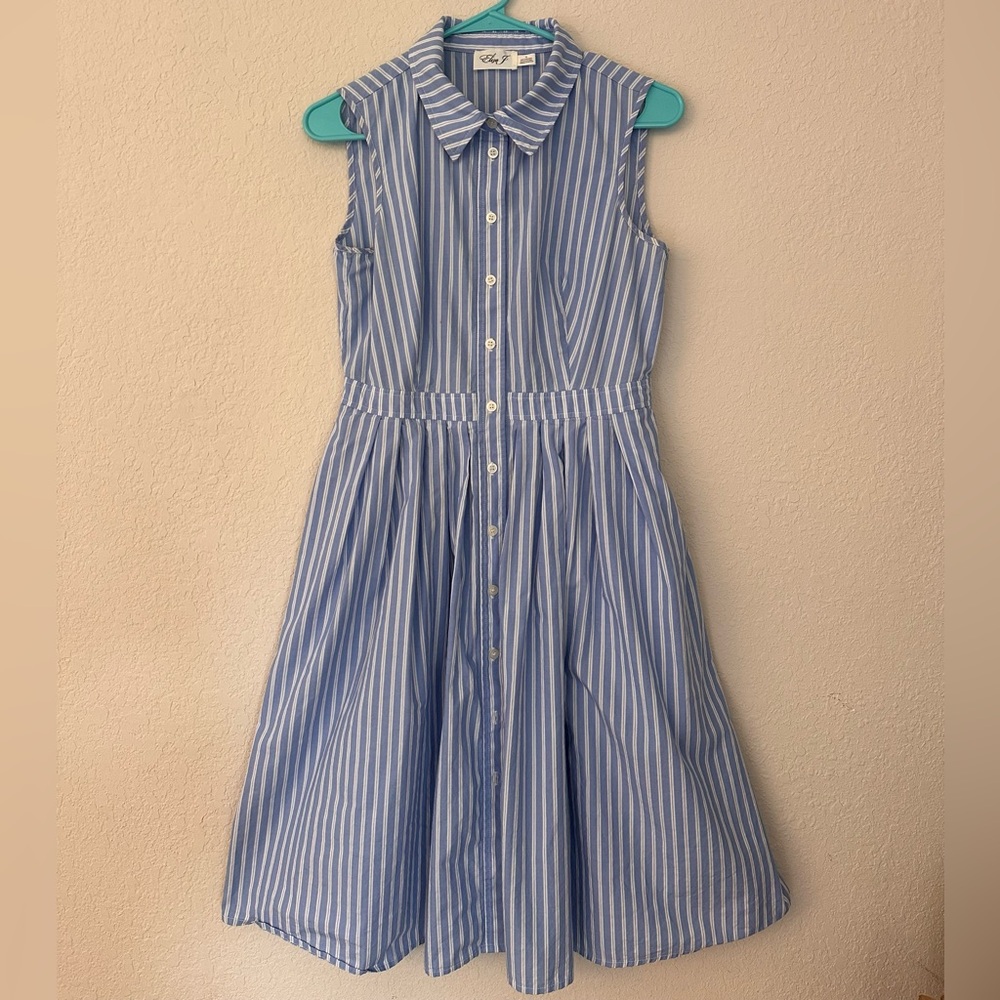 Eliza J Blue and White Sleeveless A-Line Dress - 6